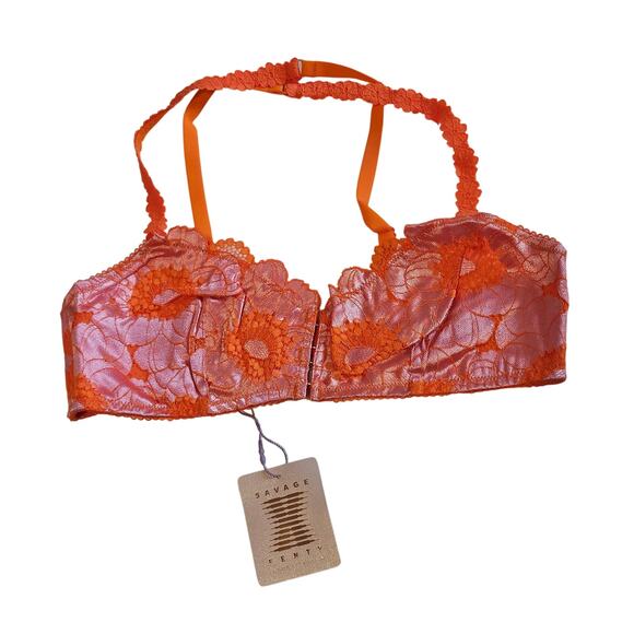 Savage X Fenty Perfect Poppy Lace Bralette Seashell Purple Women's Size Large - Picture 2 of 7